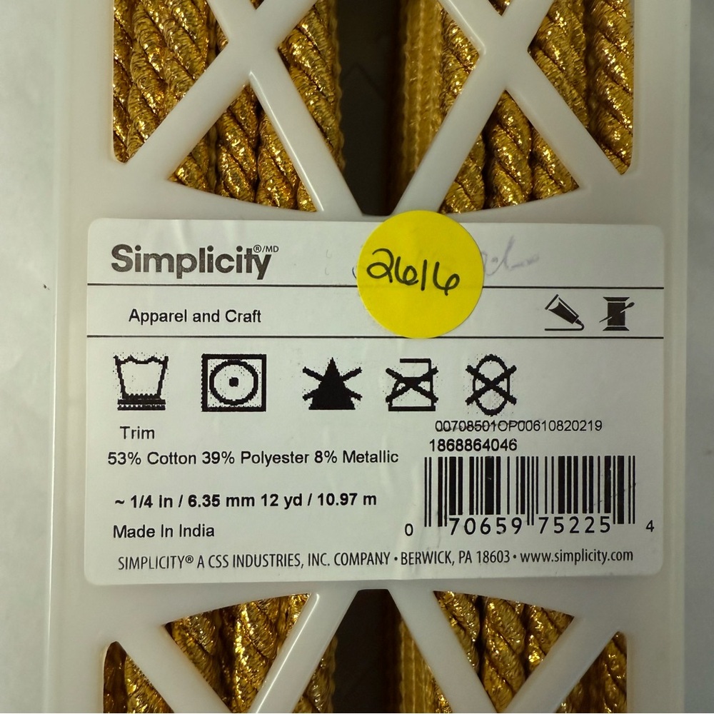SIMPLICITY Gold Trim Rope NWT - Picture 3 of 4